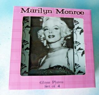 Marilyn Monroe Set Of 4 Glass Plates Bernard Of Hollywood 6.  5 " X 6.  5 "