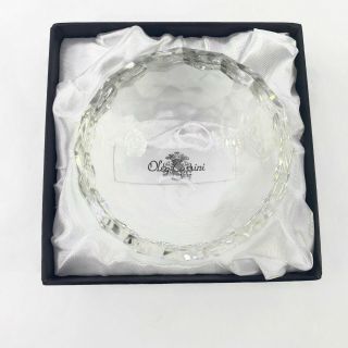 Oleg Cassini Crystal Bowl Etched Astor Signature Faceted Round 4 1/2 "