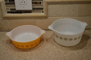 2 Pyrex Town & Country Casserole Dishes 471 473 Vtg 1 Pint & 1 Quart (t)