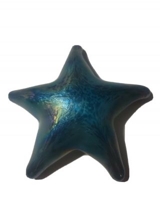Handblown Art Glass Iridescent Starfish Paperweight Signed Wilson 2001