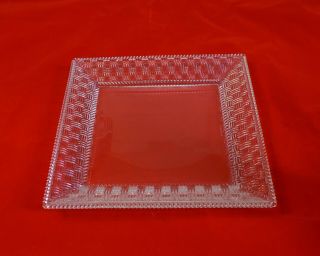 Tiffany & Co 8 " Crystal Dish Square Basket Weave