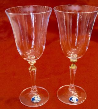 Set Of 2 Cristalleria Fratelli Fumo Wine Glasses,  Made In Italy