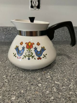 Corning Ware Country Festival Blue Birds Rooster Teapot