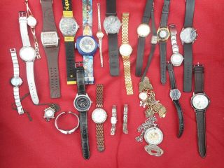 Joblot Of 23 Mixed Vintage & Modern Watches For Spare