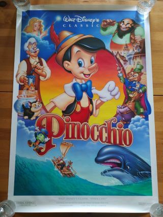 Disney Pinocchio 1992 Movie Poster 27x40 Rolled Double Sided (ds)