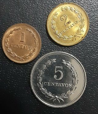 El Salvador Coins 1 - 2 & 5 Centavos Vintage Uncirculated 96/7