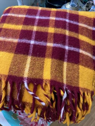 Vintage Faribo Wool Throw Blanket Plaid Faribault Woolen Mills Usa - 53x53 "