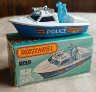 Vintage 1976 Matchbox Superfast Police Launch No.  52