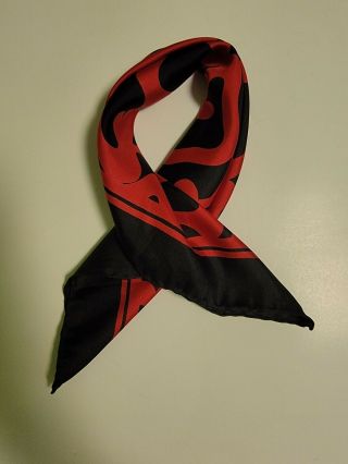 Vintage Black And Red Silk Square Scarf
