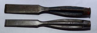 Vtg.  1 " & 3/4 " Crescent Tool Co.  Chisels - No.  175 W Metal Handles - Usa Made