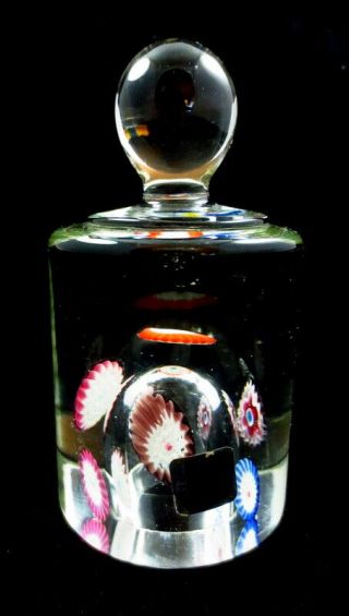 Mcm Murano Italy Fratelli Toso Art Glass Cylinder W/ Knob Paperweight