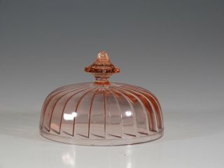 Vintage Jeannette Glass Pink Sierra Pinwheel Butter Dish Lid C.  1935