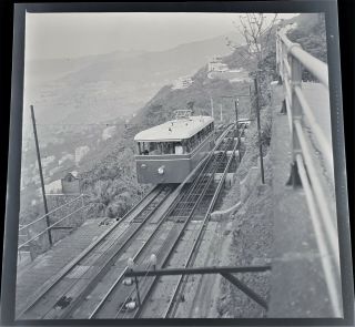 1955 Vintage Photographic Negative Hong Kong Peak Tram Panorama Scene China