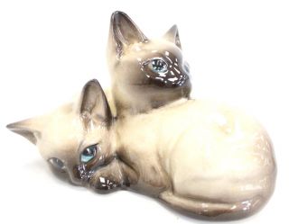 Vintage Beswick England Pottery Siamese Kittens Cats Figure Ornament - H18
