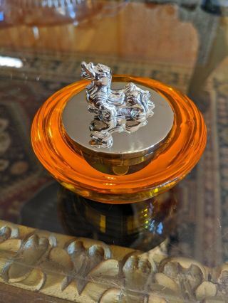 Tittot Amber Glass Dragon Trinket Box,  Very Fine