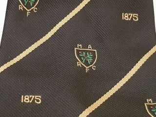 Mountain Ash Rfc 1875 Rugby Club Tie Black Polyester Vintage T49