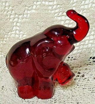 Fenton Art Glass Ruby Red Elephant Figurine