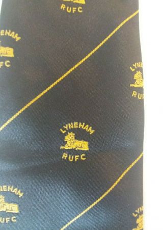 Lyneham Rufc Rugby Club Tie Black Yellow Polyester Vintage T84