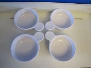 Set Of 4 Corning Ware White Grab - It Cereal Bowls Soup Dishes P - 150 - B 15 Oz