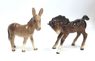 Vintage Beswick England Horse Foal And Donkey Ornaments Collectable - E31
