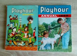 Playhour Annual Vintage Childrens Hardback Book Bundle X 2 (1963/1965)