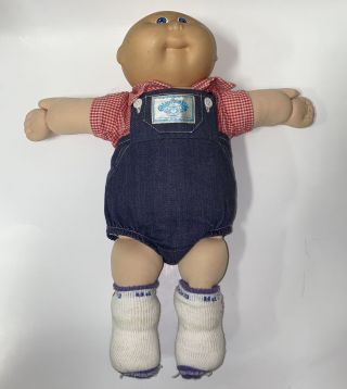 Vtg 1983 Cabbage Patch Kids Boy Doll With Overalls