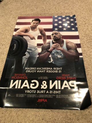Pain And Gain Double Sided Movie Poster 27x40 Johnson And Wahlberg (2013)