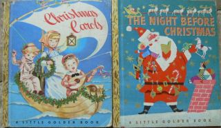 2 Vintage Little Golden Books The Night Before Christmas,  Christmas Carols