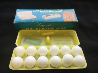 Vintage 1950s Victor Goldman Magnetic Egg Memo Holders Refrigerator Magnets