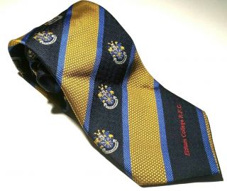 Eltham College Rfc Rugby Club Tie Blue Gold Polyester Vintage T54