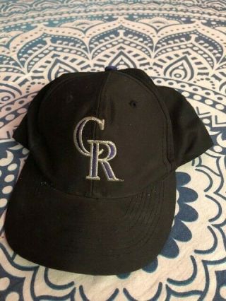 Vintage Black Colorado Rockies Interlocking Logo Snapback Hat Cap