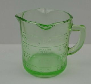 Vintage Depression Glass Measuring Cup Green 3 Spout One Cup 8 Oz