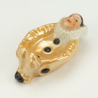 Vintage Japanese Porcelain Pierrot Clown Formed Pintray Or Ashtray - Art Deco