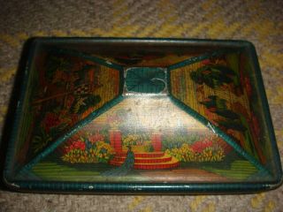 Vintage Rowntree Biscuit/ Sweet Advertising Tin - Early 1900s Garden Scene