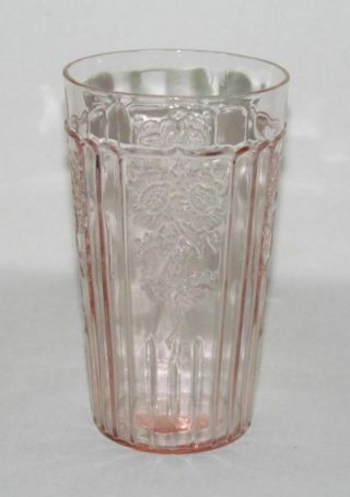 Hocking Glass Co.  Mayfair Open Rose Pink Flat Iced Tea Tumbler