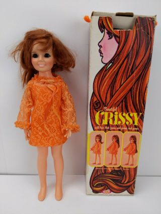Vtg 1969 Crissy Doll Ideal Toy Corp 18 " Grow Hair W/ Dress,  Box