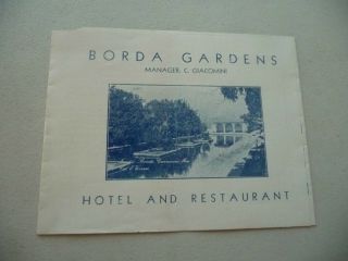 Vintage Pamphlet Borda Gardens Hotel & Restaurant Dine Outdoors Feel Mexico