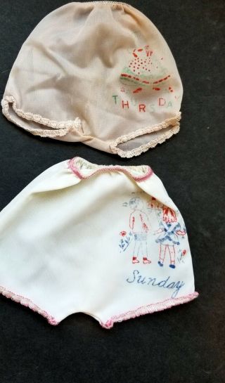 Vintage Pair Dolls Underwear One Marked " Thursday " One Marked 