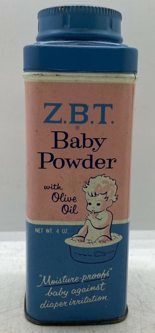 Old House Bathroom Find Vintage 1950’s Z.  B.  T.  Baby Powder Advertising Tin Can