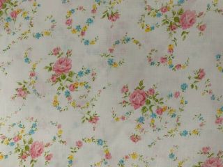 Vintage Cannon Monticello Full Flat,  Fitted Sheet Set Rose Swirl Cottage Floral