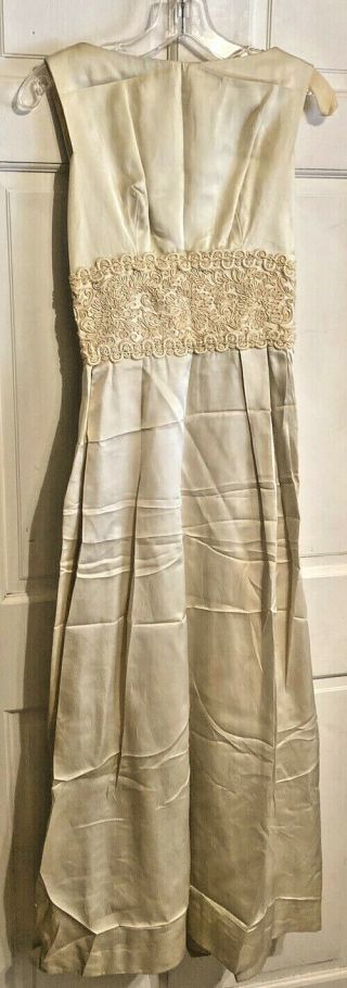 Rare Vintage 70s Union Label Satin Taffeta Chic Wedding Gown Plunging S Vvg