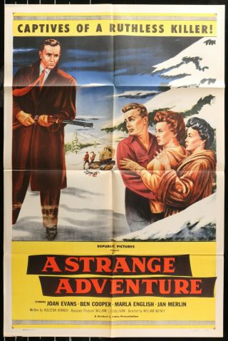A Strange Adventure 1956 Noir 1 - Sheet Movie Poster 27 X 41 Rare