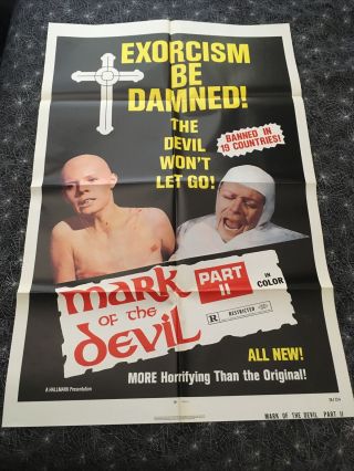 Vintage Mark Of The Devil Part 2 One Sheet Poster 27”x41” Inquisition