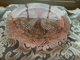 Vintage Anchor Hocking Miss America Pink Depression Glass Cake Plate 2