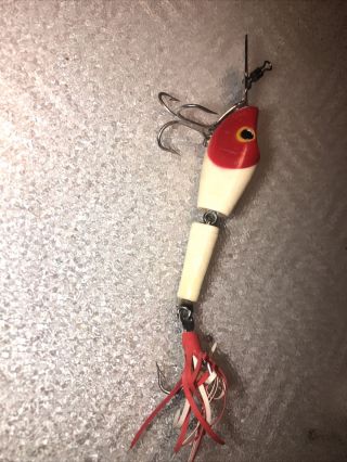 Fred Arbogast Hula Pike Fishing Lure Vintage Collectible Red White 2