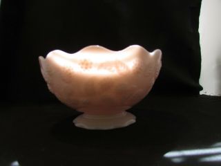 Shell Pink Milk Glass Footed Bowl Dish By Jeanette Co 50s 8 " Across 4.  1/2 " Tall