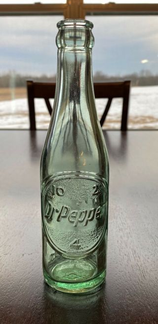 Vintage Glass Dr Pepper Soda Bottle,  Raised Lettering