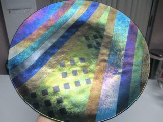 Kurt Mcvay 12 " Fused Dichroic Iridescent Art Glass Plate