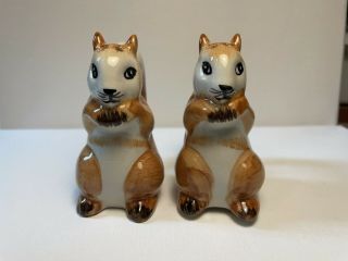 Vintage Ceramic Brown Squirrel Salt And Pepper Shakers
