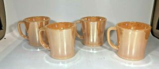 Fire King Peach / Copper Luster Ware Set Of 4 Vintage Mid Century Mugs